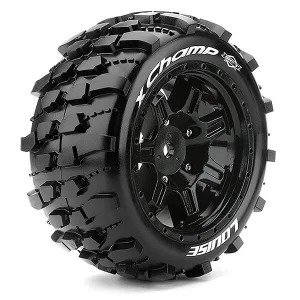 Louise RC X-Champ Tyres Mounted on Black Arrma Kraton 8S 24mm Hex Wheels (2)