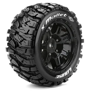 Louise RC X-Mallet Tyres Mounted on Black Arrma Kraton 8S 24mm Hex Wheels (2)
