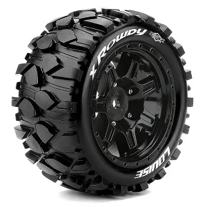 Louise RC X-Rowdy Tyres Mounted on Black Arrma Kraton 8S 24mm Hex Wheels (2)