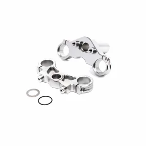 Aluminium Triple Clamp Set - Silver: Promoto-MX