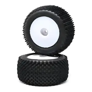 Pin Tires - Rear - Mounted - White (2): Mini-T 2.0