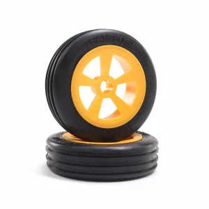 Rib Front Tires - Mounted - Orange (2): Mini JRX2