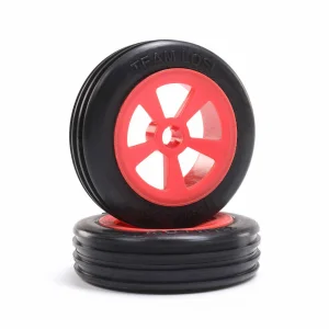 Rib Front Tires - Mounted - Red (2): Mini JRX2