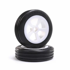 Rib Front Tires - Mounted - White (2): Mini JRX2