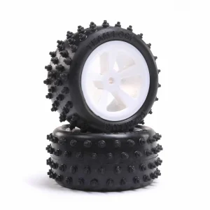 4 Row Rear Tires - Mounted - White (2): Mini JRX2