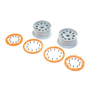 Wheels - Silver - Orange Bead Lock (2): DBXL-E 2.0
