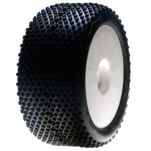1:8 XTT Truggy Tyres Blue Compound Mounted on White Wheels 0 0ffset (2)