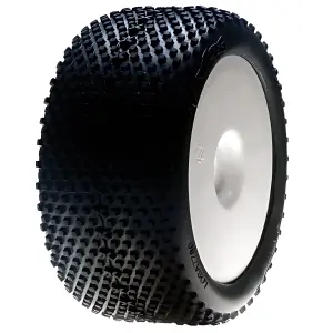 1:8 XTT Truggy Tyres Blue Compound Mounted on White Wheels 0 0ffset (2)