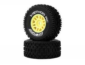 Method RC Method Geoform 1:16 SC Tyres On 12mm Hex Yellow Wheels (2)