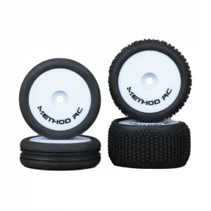 Method RC Method Nitragrip 1/24 Buggy Tyres F/R On 7mm Hex White (4)