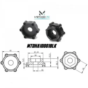 Method 6X40/12.5mm Offset 24mm Aluminium Hex Adaptor-Xmaxx/XRT(2)