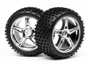 1:10 Buggy White Rear Wheel & Tyre Assembly