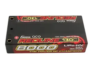 Gens Ace HV Hard Case LiPo - 1S2P 3.8V 8000mAh 130C RL Short 5mm Tubes