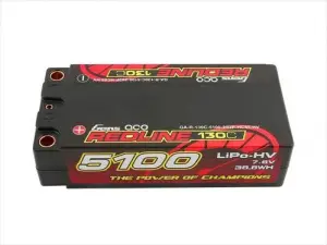 Gens Ace HV LiPo Shorty Hard Case - 2S 7.6V 5100mAh 130C - 5mm Tubes