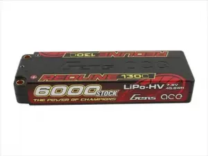 Gens Ace HV LiPo Hard Case - 2S 7.6V 6000mAh 130C - 5mm Tubes