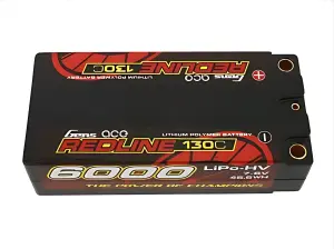 Gens Ace HV LiPo Shorty Hard Case - 2S 7.6V 6000mAh 130C - 5mm Tubes