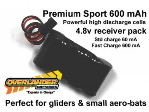 Overlander Nimh Battery Pack 2/3 AA 600mah 4.8v Receiver Flat Premium Sport