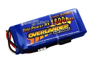 1600mAh 2S 7.4V LiPo Battery Receiver Pack - Overlander Digi-Power
