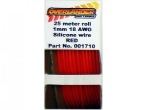 Overlander 25 meter roll 1mm 18AWG Silicone Wire Red