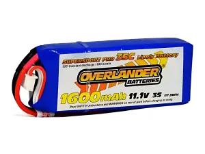 1600mAh 3S 11.1V 35C LiPo Battery - Overlander Supersport Pro