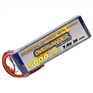 5000mAh 2S 7.4v 35C LiPo Battery - Overlander Supersport Pro - Deans
