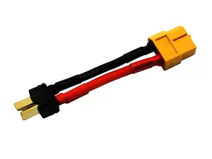 Overlander XT60 male (with female pins) to deans male 50mm red/black wire 14AWG (pack of 1)