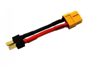 Overlander XT60 male (with female pins) to deans male 50mm red/black wire 14AWG (pack of 1)