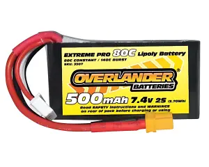 Overlander  500mAh 7.4V 2S 80C Extreme Pro LiPo Battery - XT30
