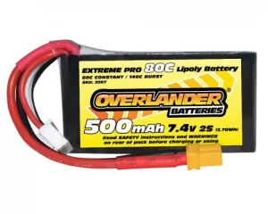 Overlander  500mAh 7.4V 2S 80C Extreme Pro LiPo Battery - XT30