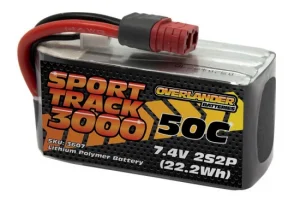 Overlander 3000mAh 7.4V 2S2P 50C Sport Track LiPo Battery - Deans