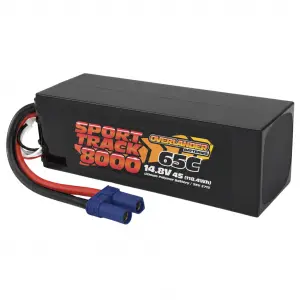 Overlander 8000mAh 14.8V 4S 65C Hard Case Sport Track LiPo Battery - Deans