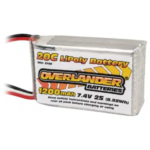 Overlander 1200mAh 7.4V 2S 20C LiPo Battery - PH 2.0
