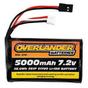 Overlander 5000mAh 7.2V 2S Config 2 21700 Li-Ion Battery - Deans