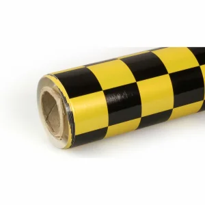 10Mtr Oracover Fun-3 Large Cheq.Pearl Yel/Black