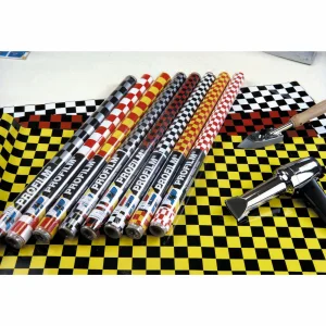 2Mtr Oracover Fun-3 Large Cheq.Yellow/Red