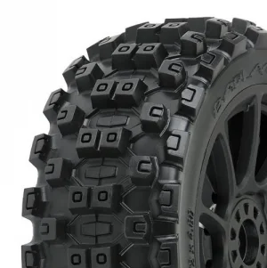 ProLine Badlands MX M2 Tyres Pre-Mounted on Mach 10 Black 1:8 Buggy Wheels (2)