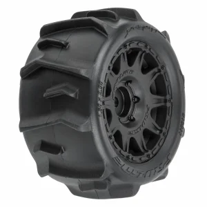 ProLine 1:18 Dumont Tyres Mounted on 12mm Hex Black Raid Wheels (4) - Granite GROM