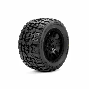 ProLine Jaeger Tyres Mounted on 12mm Hex Black Split Six Wheels (2)