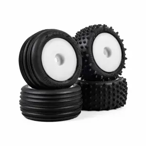 Edge Front / Step Pin Rear Tires Mounted 7mm White (4): Losi