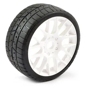 Sweep 1:8 EXP GT Tread Belted 45 Degree Tyres on White EVO16 17mm Hex Wheels (2)