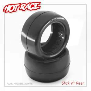 Hot Race 1:10 Tyres Rear Slick V1 2WD/4WD White (2)