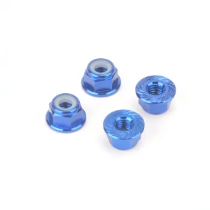 M4 Alloy Serrated Nyloc Nuts - Blue (4)