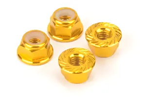 M4 Alloy Serrated Nyloc Nuts - Gold (4)