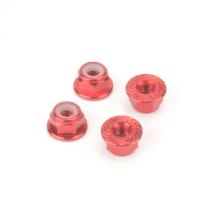M4 Alloy Serrated Nyloc Nuts - Red (4)