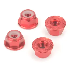 M4 Alloy Serrated Nyloc Nuts - Red (4)