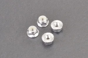 M4 Alloy Serrated Nyloc Nuts - Silver (4)