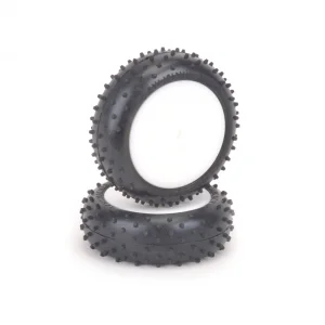 Schumacher Mini Spike 2 Tyres - Yellow - Pre Glued on 1:10 4WD Front Buggy Wheels (2)
