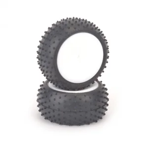 Schumacher Mini Spike 2 Tyres - Yellow - Pre Glued on 1:10 Rear Buggy Wheels (2)