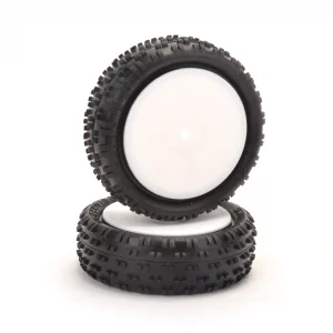 Schumacher Wide Stagger Rib Tyres - 4WD 1:10 Buggy Front - Yellow - Pre Glued on Rims