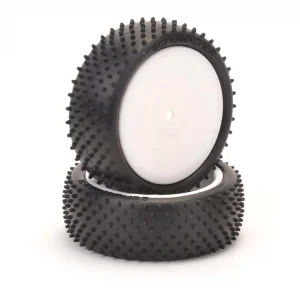 Schumacher Mini Dart Tyres - Silver - Pre Glued on 4WD Front Wheels